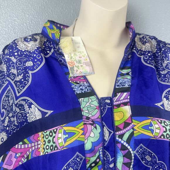 Johnny Was Medium Demarne Xyla Abstract 100% Silk Dress Pockets Colorful Boho - Picture 4 of 14